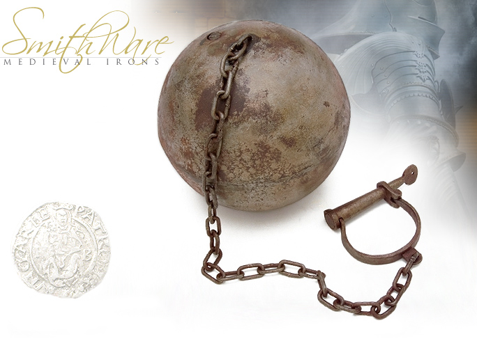 NobleWares Image of Antiqued Medieval Iron Ball and Chain 29-720 made in India