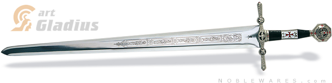 NobleWares full view image of the Decorative Master of the Temple Sword (silver finish) SG279 by Art Gladius of Spain