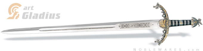 NobleWares full view image of the Decorative Master of the Temple Sword (silver finish) SG279 by Art Gladius of Spain