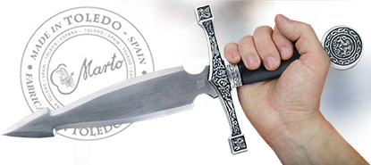 Decorative Silver Excalibur Dagger 732 by Marto of Toledo Spain in Hand
