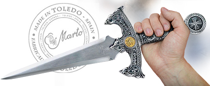 Decorative Silver Lionheart Dagger 731 by Marto of Toledo Spain in Hand
