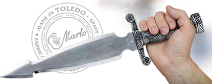 Decorative Silver Celtic Dagger 730 by Marto of Toledo Spain in Hand