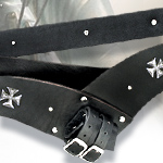Black Leather Belt and Frog with Templar Cross M2315-1