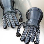 NW1685 functional Black Steel Gauntlet Pair by Legends In Steel