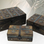Small Nested 3-Piece Medieval Wooden Box Set SH2335A