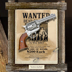 Game Holder with Non-firing Cattleman Revolver replica 1106G by Denix from our Redemption Dead On Collection