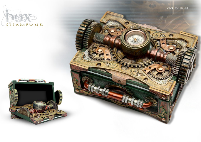 NobleWares Image of Colonel J. Fizziwigs Steampunk Box with compass 8510 by Pacific Trading