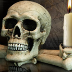 Skull and cross bones candle holder and treasure box 6764