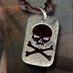 Embossed Skull and Bones Dog Tag Necklace NK14448S