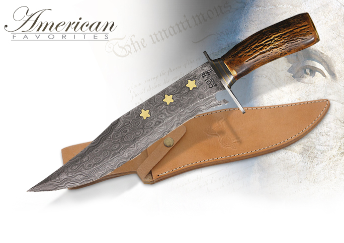 NobleWares Image of Three Star General Washington Damascus Bowie CT828 by Colt