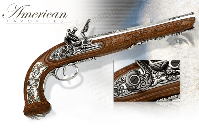 NobleWares Image of non-firing replica of French Flintlock Dueling Pistol model 1084NQ by Denix of Spain