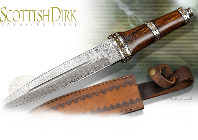 Wood Handle Damascus Steel Dagger DM1077