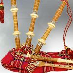 Fully Functional Satinwood Royal Stewart Scottish Half Size Bagpipe