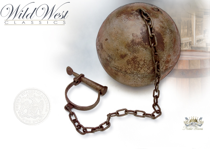 NobleWares Image of Old West Jailor's Ball and Chain with functional Leg Cuff and Key 29-720