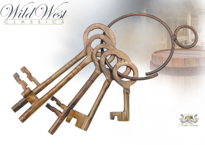 NobleWares image of Old West Replica Antiqued Brass Jailer's Keys 714 by Denix