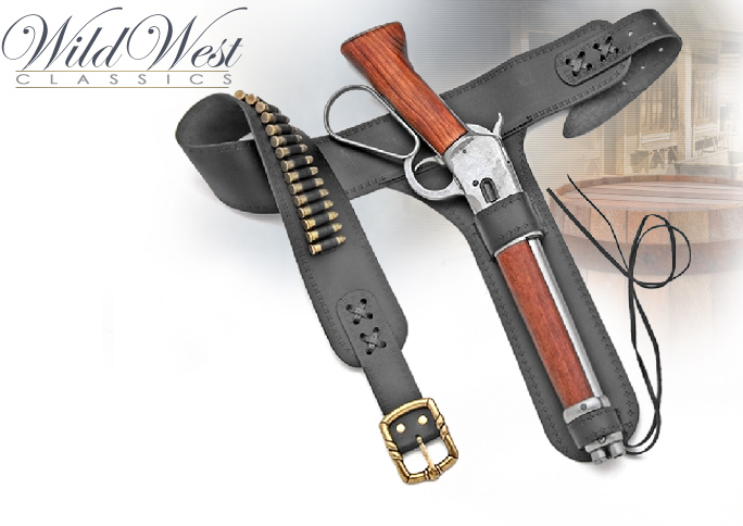 NobleWares image of Mare's Leg Holster 22-701 and Non-firing Old West Mare's Leg Rifle 22-1095 by Denix