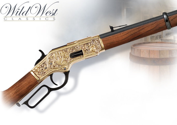 NobleWares Image of Non-firing M1873 Old West Repeating Rifle 1118 Brass Engraved by Denix