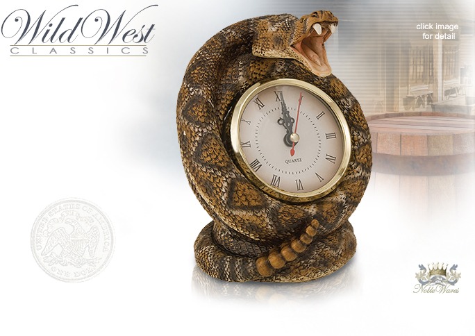 NobleWares Image of Coiled Rattle Snake Desk Clock NW1982