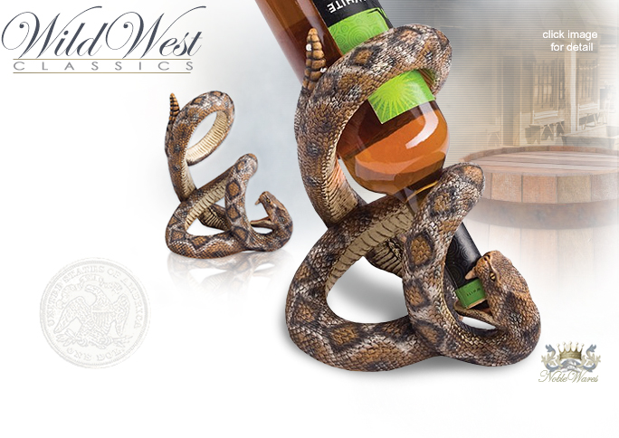 NobleWares Image of 9.5 inch polyresin Rattlesnake Wine Bottle Holder 3038
