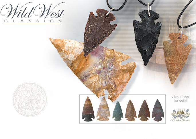 NobleWares Image of Jasper Agate Arrowhead Pendants with leather Necklaces 3-pack