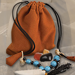 Native American Medicine Bag with Stones and Arrowhead NW-1965