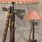 25" Resin Tomahawk & Knife Corded Table lamp NW1737