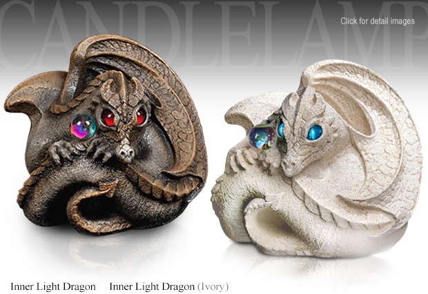 Windstone Editions Inner Light Dragon Candle Lamps 2003-S, 2003-I by M. Pea