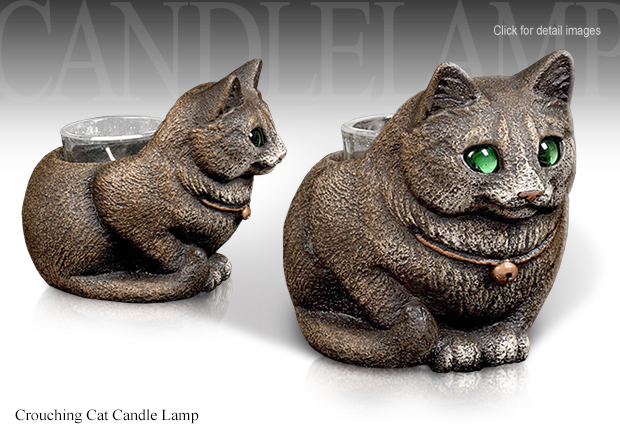 Windstone Editions Crouching Cat Candle Lamp 2015 by M. Peña