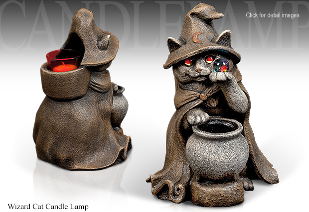 Windstone Wizard Cat Candle Lamp Incense Burner 2008 by M. Pea
